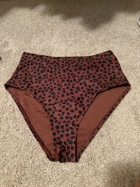 Old Navy Brown and Black Leopard High-Rise Bikini Bottoms